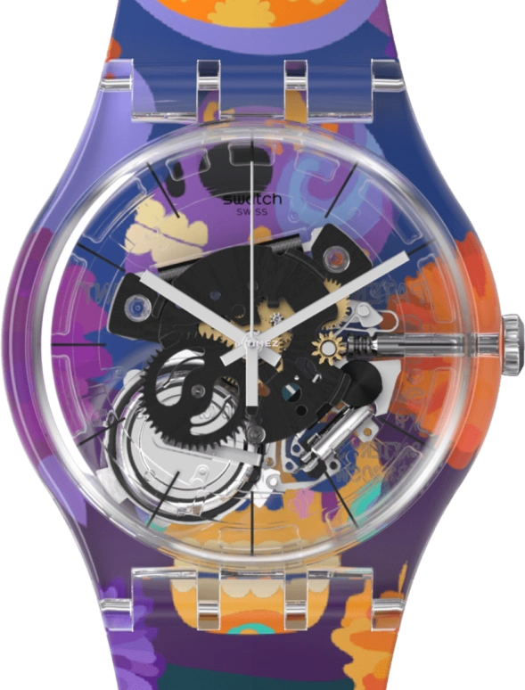 Swatch,Other 41mm,41mm,Plastic,Multi-Color,Quartz,Sapphire,Crystal Glass,Round,SUOK144,SUOK144-058