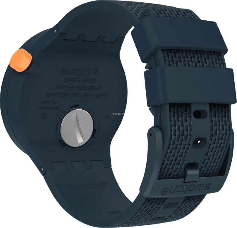 Swatch,THE BOLD 47mm,47mm,Plastic,Blue,Sapphire,Crystal Glass,Closed,SO27N107