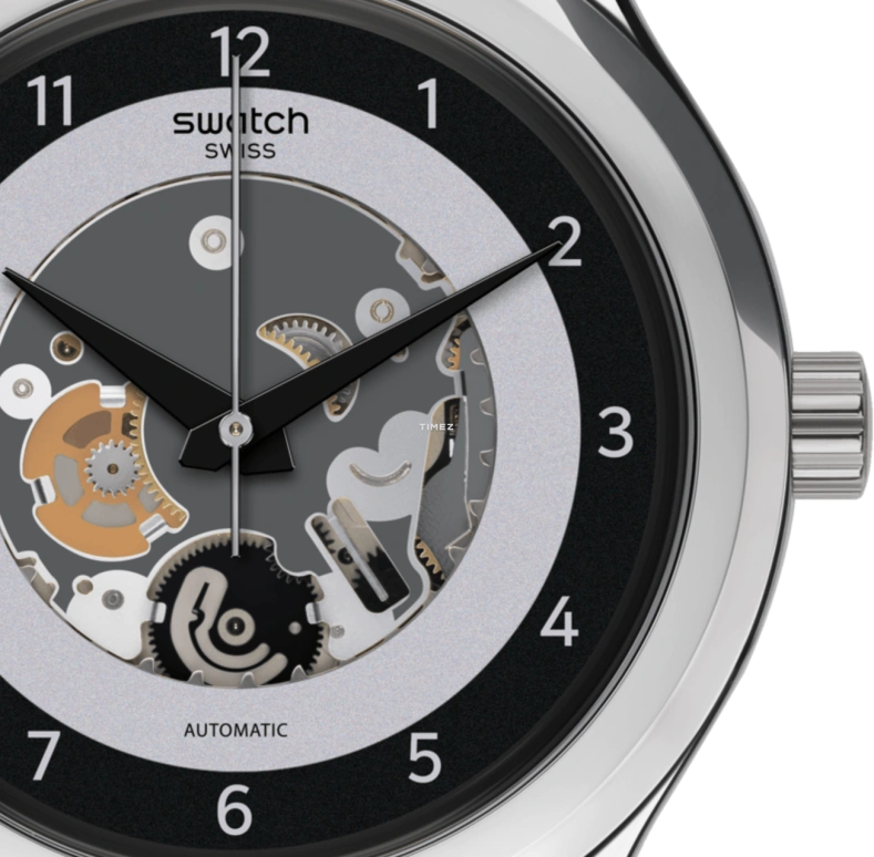 Swatch,IRONY 42mm,42mm,Stainless Steel,Black,Grey,Automatic,Sapphire,Crystal Glass,Tonneau,YIS416G