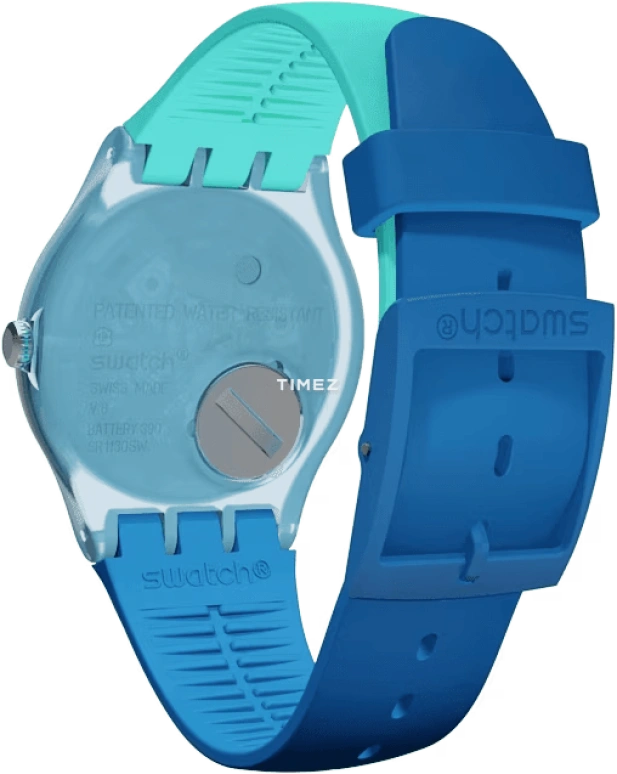 Swatch,MEN'S 41mm,41mm,Plastic,Black,Quartz,Tonneau,Blue,SUOS105