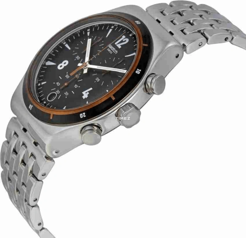 Swatch,Other 43mm,43mm,Stainless Steel,Black,Quartz,Chronograph,Day,YVS419G