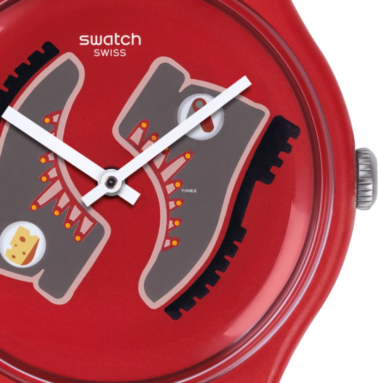 Swatch,Originals 41mm,41mm,Plastic,Red,Quartz,Tonneau,SUOR708