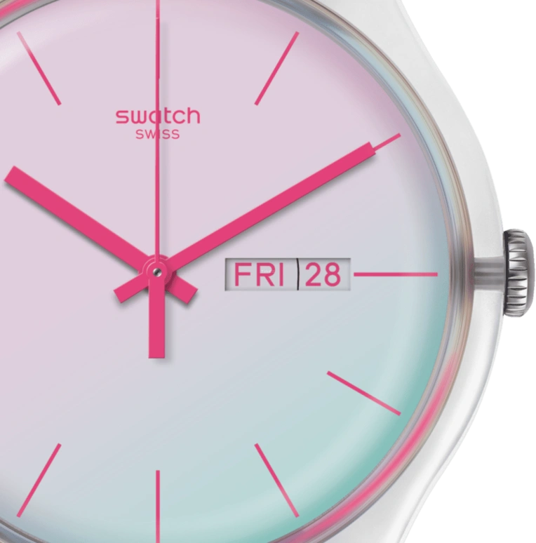 Swatch,Originals 41mm,41mm,Plastic,Blue,Pink,Sapphire,Crystal Glass,SUOK713