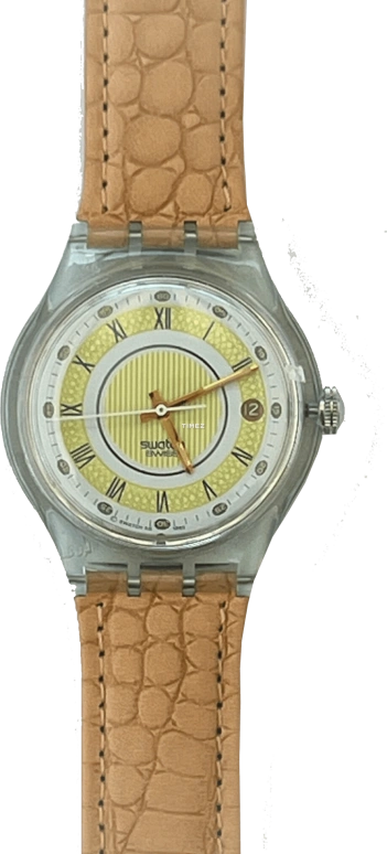 Swatch,Other 37mm,37mm,Plastic,Yellow,Automatic,Day,Sapphire,Crystal Glass,SAG400