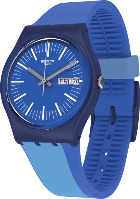 Swatch,Originals 34mm,34mm,Plastic,Blue,Quartz,Round,Silver,GZ708