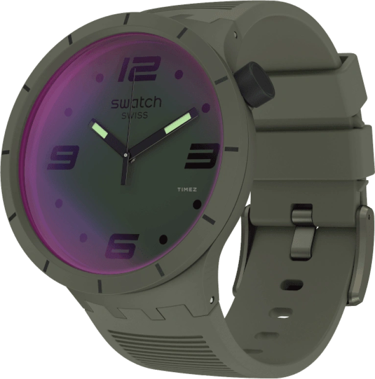 Swatch,THE BOLD 47mm,47mm,Plastic,Green,Sapphire,Crystal Glass,SO27M105