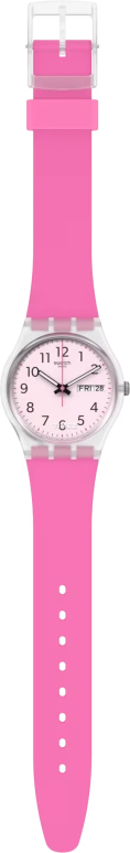 Swatch,Originals 34mm,34mm,Plastic,Pink,Quartz,Date,Day,GE724
