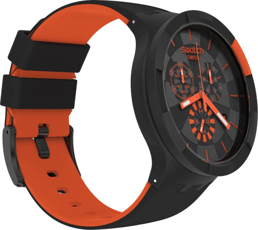 Swatch,THE BOLD 47mm,47mm,Plastic,Black,Sapphire,Crystal Glass,SB02B402