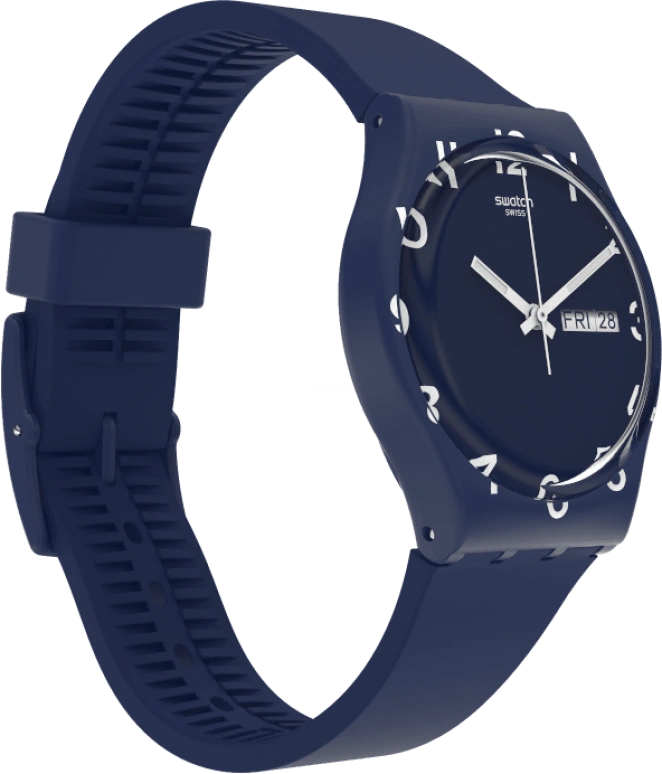 Swatch,Originals 39.20mm,39.20mm,Plastic,Blue,Sapphire,Crystal Glass,Closed,GN726