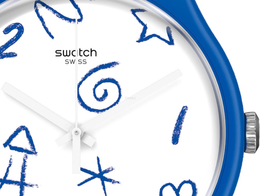 Swatch,Originals 41x47.40mm,41x47.40mm,Plastic,White,Quartz,Tonneau,Blue,SUOZ327