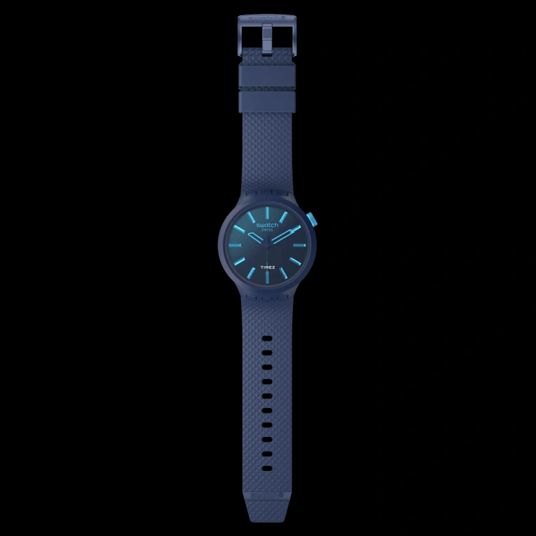 Swatch,Swatch Essentials 47mm,47mm,Bio-sourced,Blue,Quartz,Tonneau,SB05N113