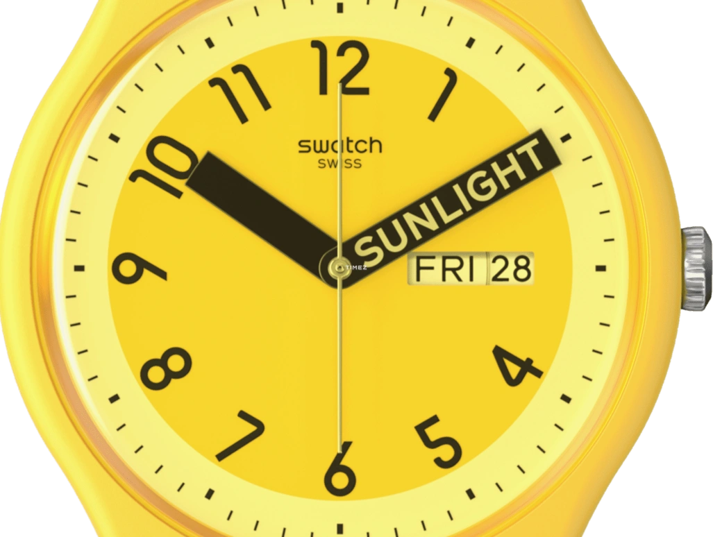 Swatch,Originals 41mm,41mm,Bio-sourced,Yellow,Quartz,Date,Day,SO29J702