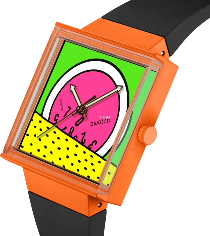 Swatch,Originals 41.80mm,41.80mm,Bioceramic,Multi-Color,Quartz,Glass,Square,SO34Z101
