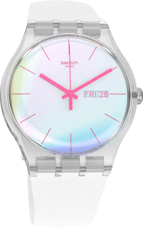 Swatch,Originals 41mm,41mm,Plastic,Blue,Pink,Sapphire,Crystal Glass,SUOK713
