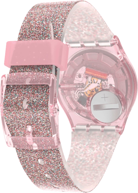 Swatch,Originals 34mm,34mm,Plastic,Pink,Sapphire,Crystal Glass,GP168