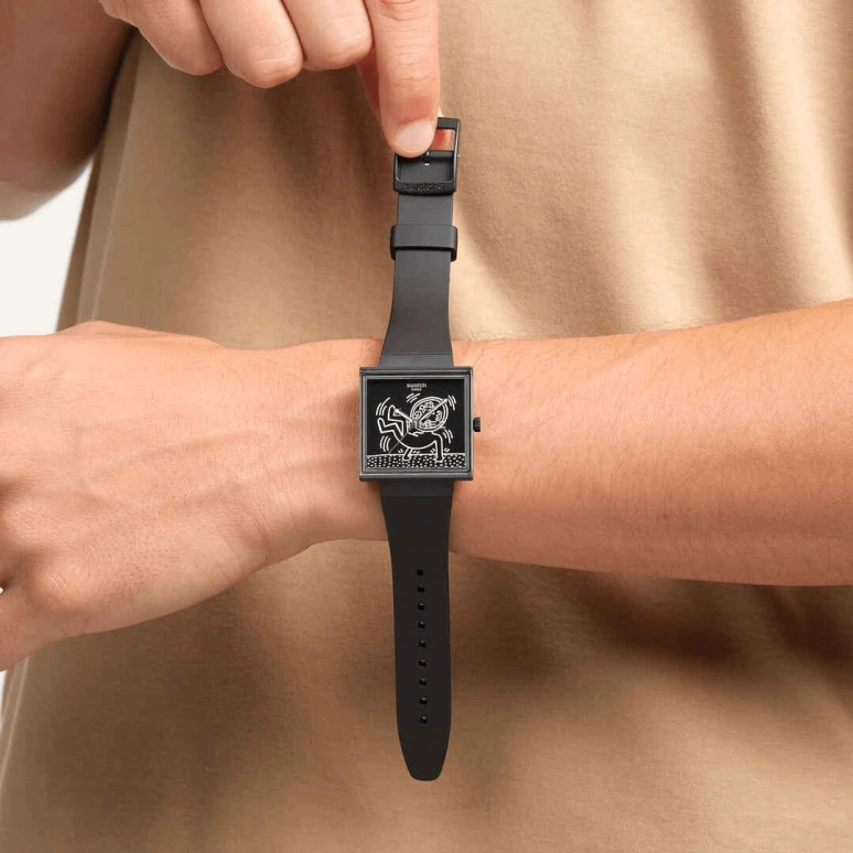 Swatch,Originals 41.80mm,41.80mm,Bioceramic,Black,Quartz,Square,SO34Z103