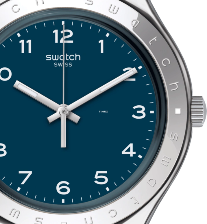 Swatch,TIME TO 37.40mm,37.40mm,Stainless Steel,Blue,Quartz,Tonneau,Silver,YGS139