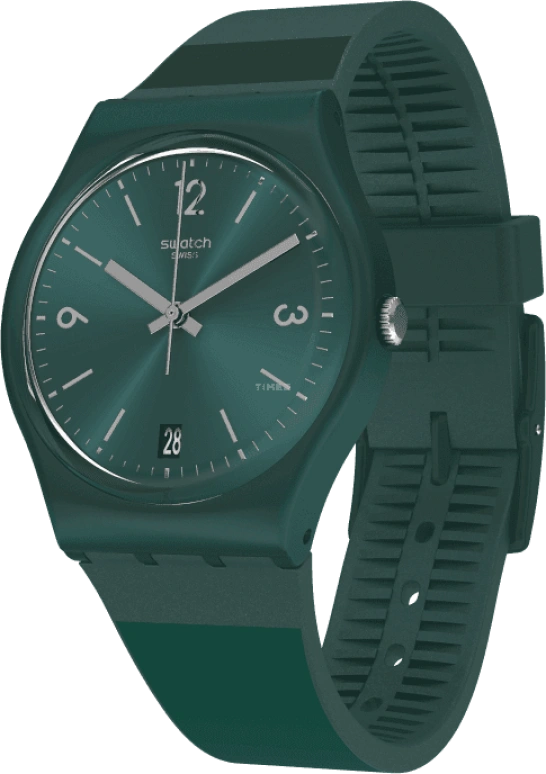 Swatch,Originals 34mm,34mm,Plastic,Green,Quartz,Day,Round,GG408