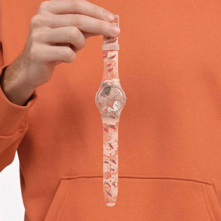 Swatch,Originals 41mm,41mm,Composite,Red,Brown,Multi-Color,Quartz,Round,Brown,SUOZ369