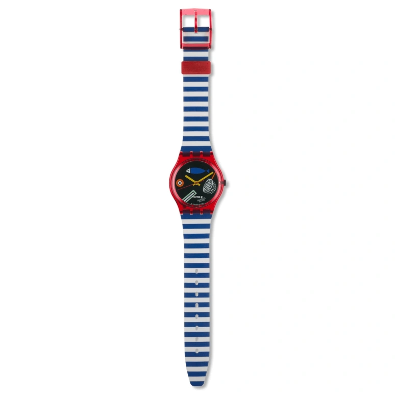 Swatch,Originals 34mm,34mm,Plastic,Black,Quartz,Sapphire,Crystal Glass,Tonneau,GR114