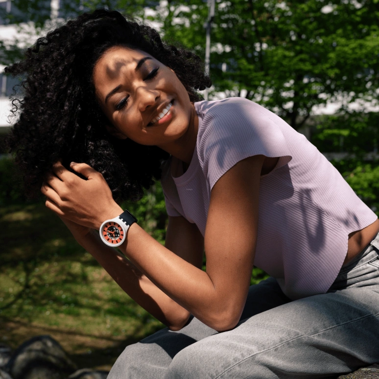 Swatch,THE BOLD 47mm,47mm,Bioceramic,Ceramic,Orange,SB03M104