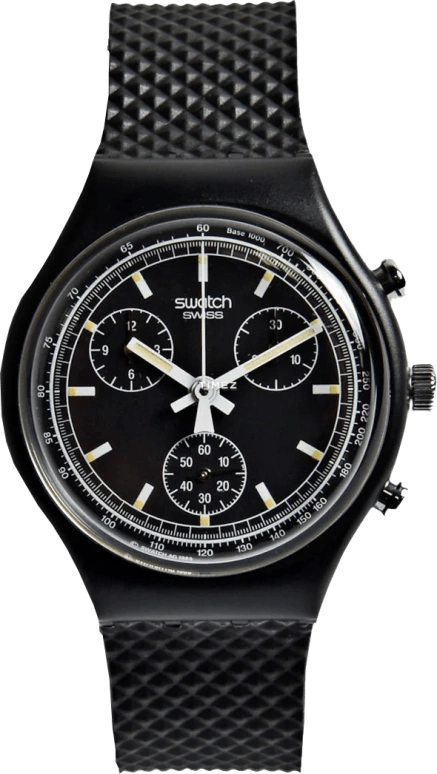 Swatch,Other 37mm,37mm,Plastic,Black,Quartz,Chronograph,Sapphire,SCB100