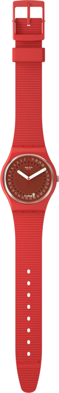 Swatch,Other 34mm,34mm,Bio-sourced,Red,Quartz,Day,Sapphire,Crystal Glass,SO28R400