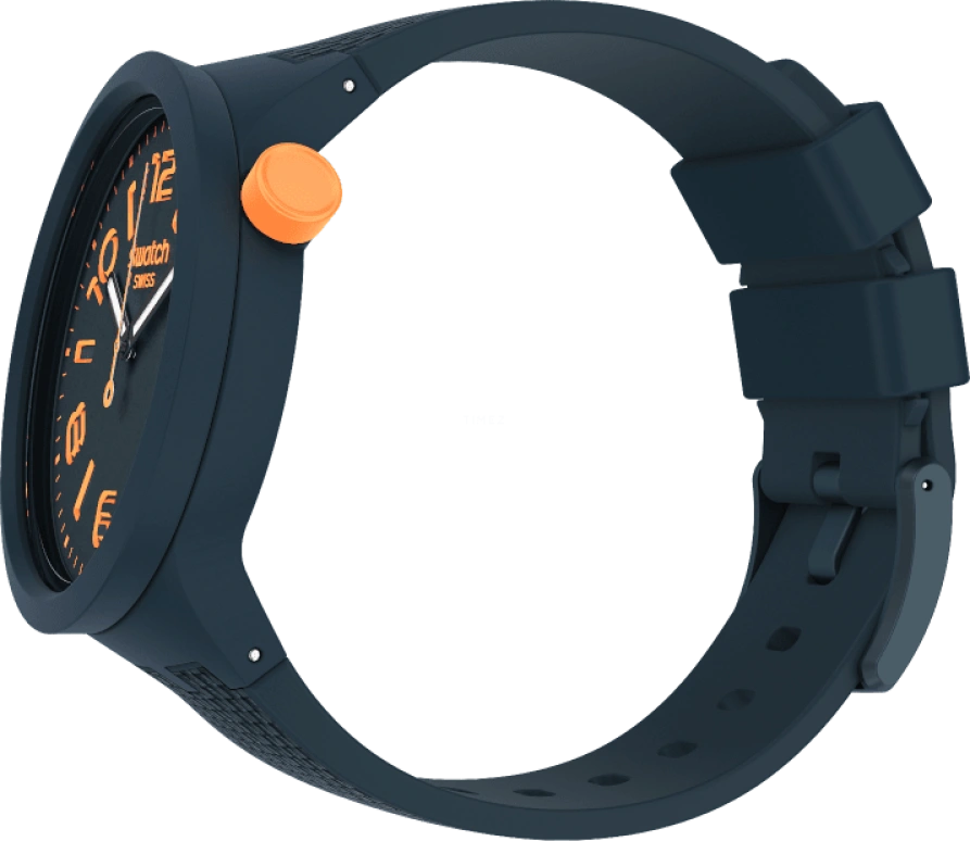 Swatch,THE BOLD 47mm,47mm,Plastic,Blue,Sapphire,Crystal Glass,Closed,SO27N107