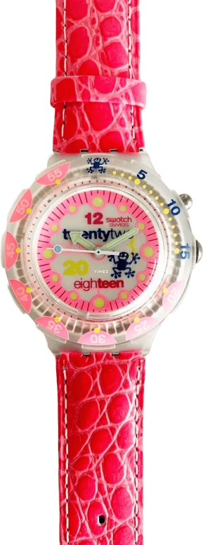 Swatch,Other 38mm,38mm,Plastic,Pink,White,Quartz,Sapphire,Tonneau,SDN900