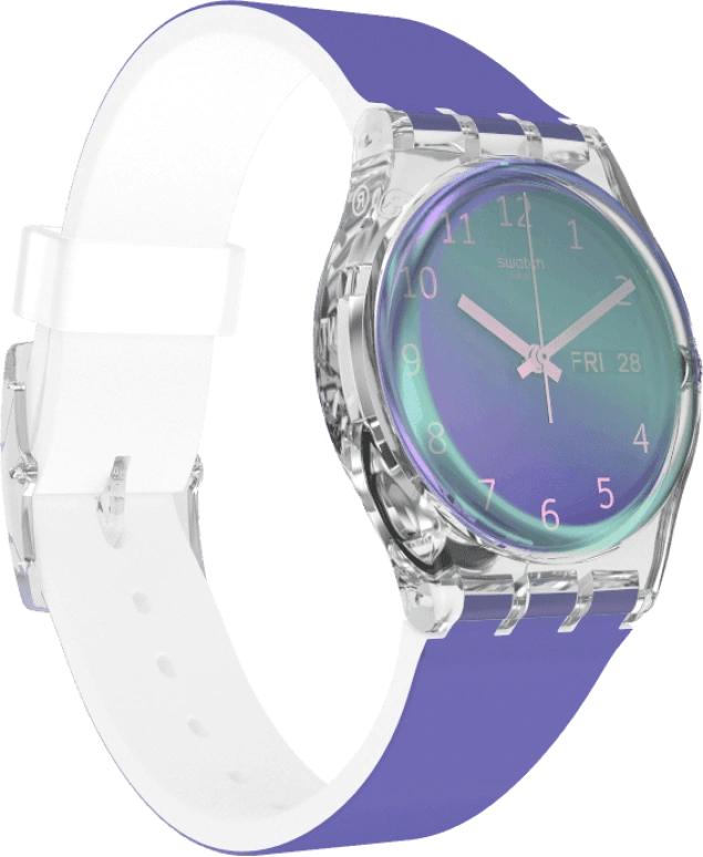 Swatch,Originals 34mm,34mm,Plastic,Purple,Green,Sapphire,Crystal Glass,GE718