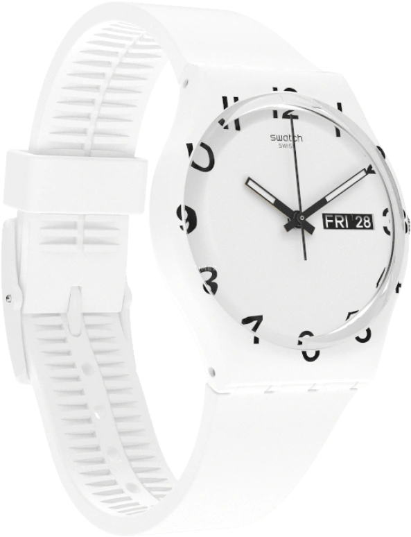 Swatch,Originals 39.20mm,39.20mm,Plastic,White,Sapphire,Crystal Glass,GW716