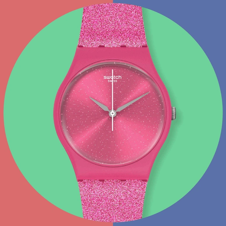 Swatch,Other 34mm,34mm,Bio-sourced,Pink Red,Pink,Quartz,Sapphire,Crystal Glass,Round,SO28P101