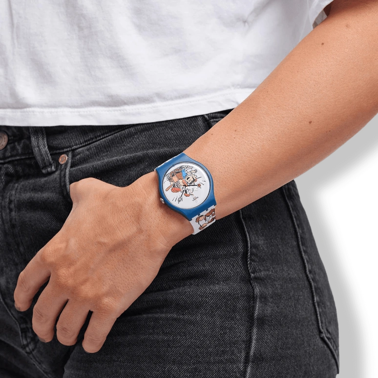 Swatch,Other 41mm,41mm,Bio-sourced,White,Multi-Color,Quartz,Sapphire,Crystal Glass,Round,SO29Z107