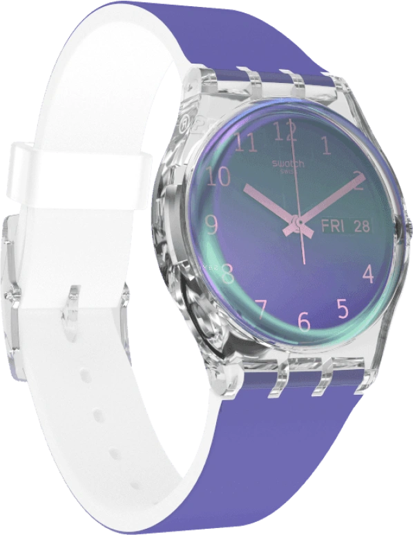 Swatch,Originals 34mm,34mm,Plastic,Purple,Green,Sapphire,Crystal Glass,GE718