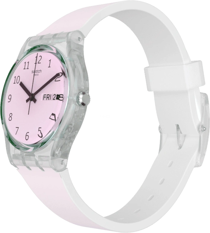 Swatch,Originals 34mm,34mm,Plastic,Pink,Green,Sapphire,Crystal Glass,GE714