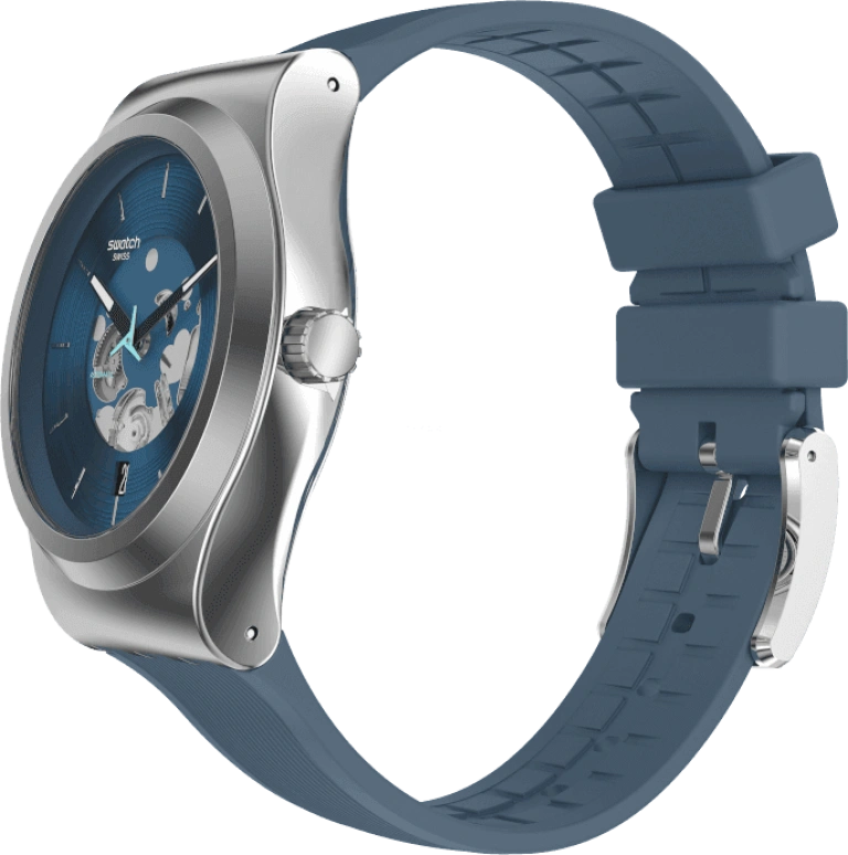 Swatch,IRONY 42mm,42mm,Stainless Steel,Blue,Open,YIS430