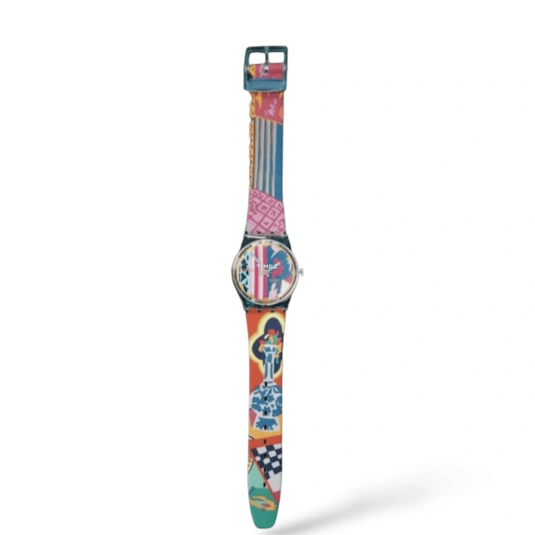 Swatch,Other 34mm,34mm,Plastic,Multi-Color,Quartz,Crystal Glass,Tonneau,GL103