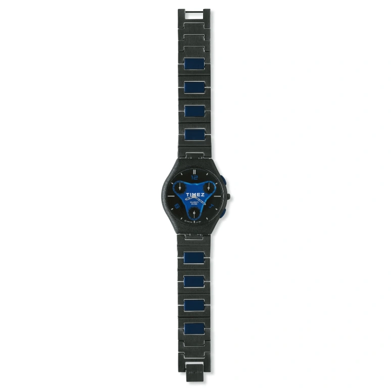 Swatch,Other 38.40mm,38.40mm,Plastic,Blue,Black,Quartz,Tonneau,Black,SUYB103P