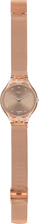 Swatch,SKIN 36.80mm,36.80mm,Plastic,Rose Gold,Quartz,Tonneau,Transparent,SVOK107M
