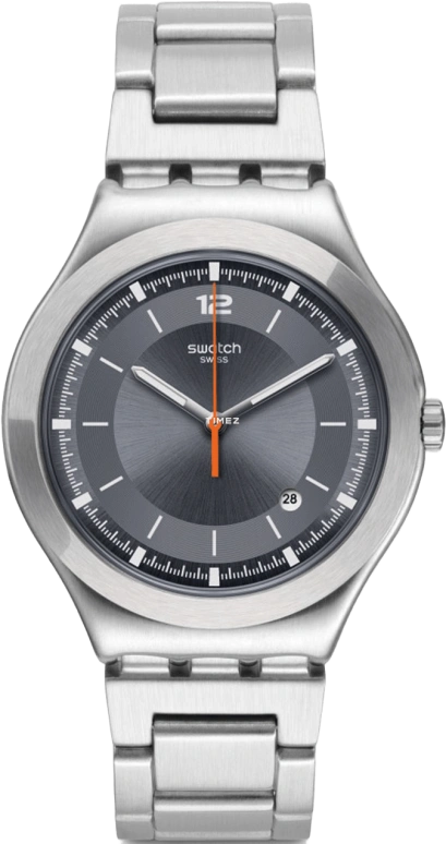 Swatch,IRONY 42.70mm,42.70mm,Stainless Steel,Grey,Quartz,Day,Tonneau,YWS425G