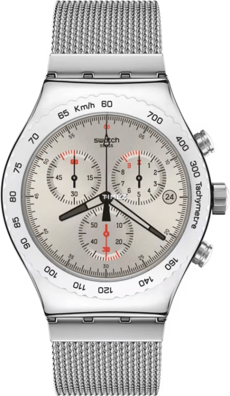 Swatch,IRONY 43mm,43mm,Stainless Steel,Grey,Quartz,Chronograph,Day,YVS405G