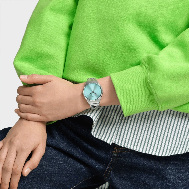 Swatch,Swatch Essentials 38mm,38mm,Stainless Steel,Grey,Quartz,Sapphire,Crystal Glass,Tonneau,SYXS155G