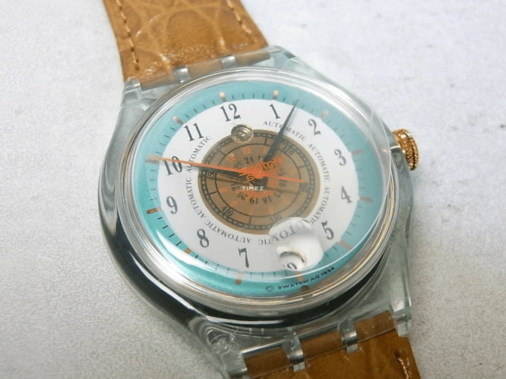 Swatch,Other 36.70mm,36.70mm,Plastic,Multi-Color,Automatic,Day,Sapphire,Crystal Glass,SAG401