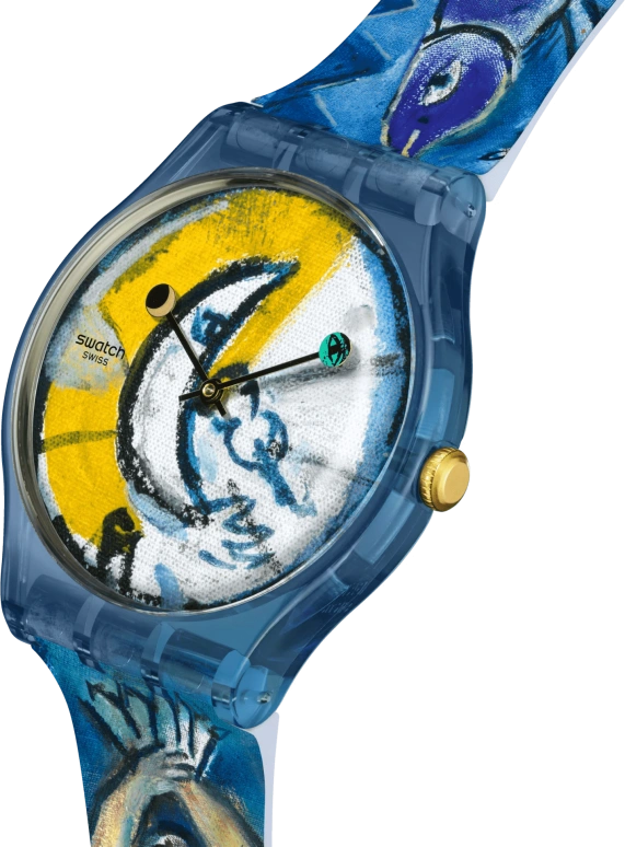 Swatch,Originals 41mm,41mm,Plastic,Yellow,White,Quartz,Round,Blue,SUOZ365
