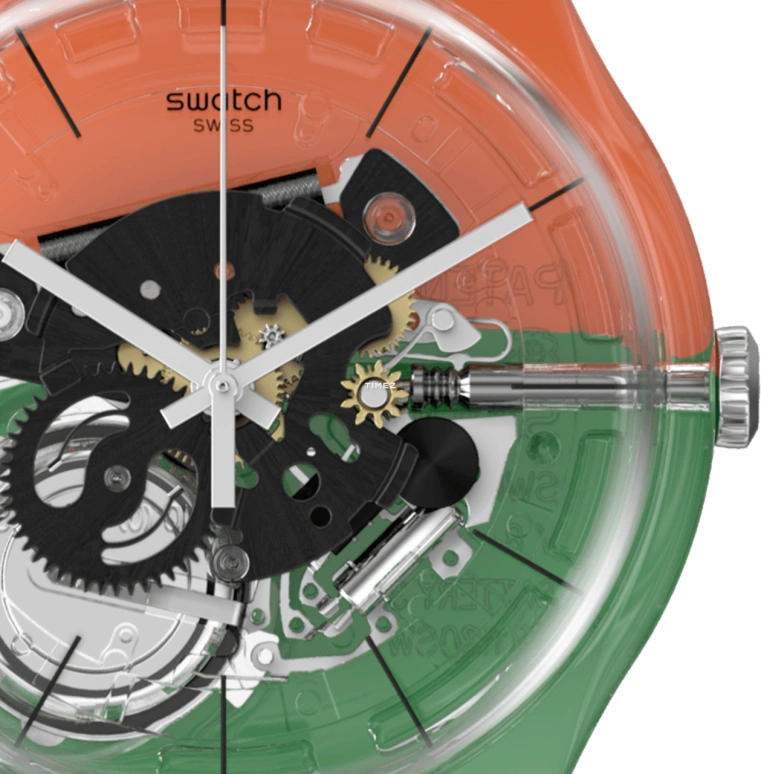 Swatch,Originals 41mm,41mm,Plastic,Multi-Color,Orange,Green,Quartz,Sapphire,Crystal Glass,Round,SUOK144,SUOK144-033