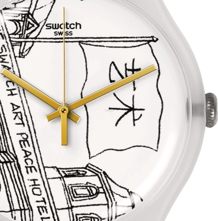 Swatch,Originals 47.40mm,47.40mm,Plastic,White,Quartz,Round,Transparent,SUOZ197
