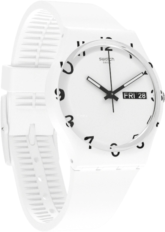 Swatch,Originals 39.20mm,39.20mm,Plastic,White,Sapphire,Crystal Glass,GW716