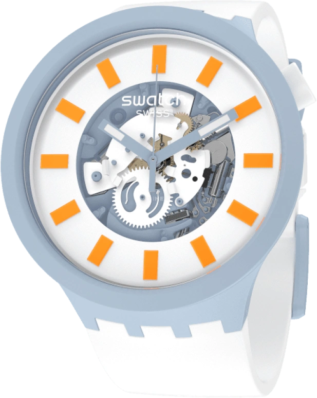 Swatch,THE BOLD 47mm,47mm,Bioceramic,Ceramic,White,SB03N101
