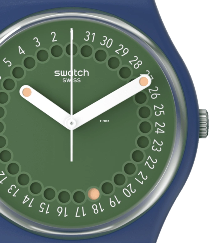 Swatch,Originals 34mm,34mm,Bio-sourced,Green,Quartz,Sapphire,Crystal Glass,Round,SO28N403