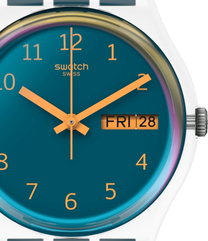 Swatch,Originals 34x39.20mm,34x39.20mm,Plastic,Coffee,Cyan,GE721